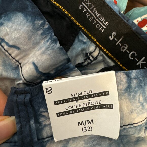NWT S-L-A-C-K-E-R Slim Fit Cargo Tie Dye Navy Chinos M 32 Stretch Pant Slacker - Picture 8 of 8